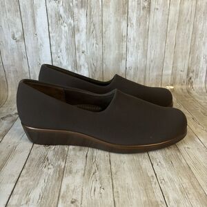 SAS BLISS Slip-On Wedge Shoes Brown Stretch Loafer Tripad Comfort USA Size 10 M